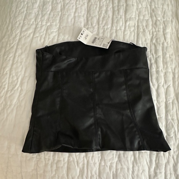 Zara Black Leather Strapless Top - Picture 2 of 2